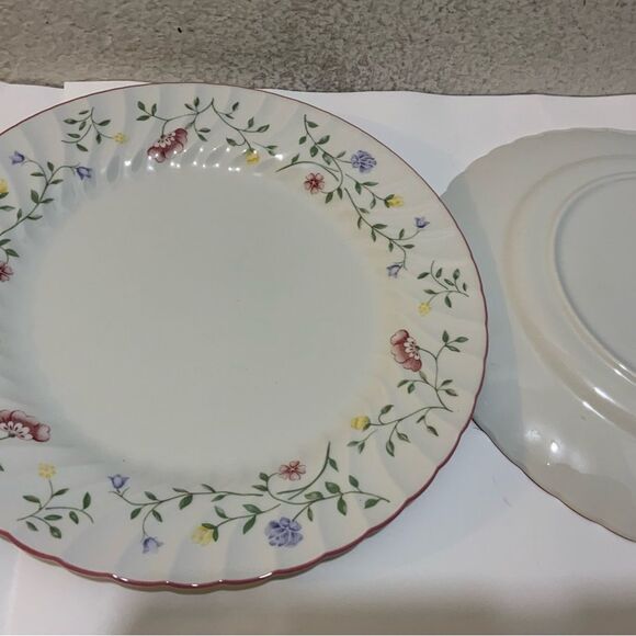 2 Johnson Brothers Summer Chintz Dinner Plates Pink Flower Ridged Border England - Picture 4 of 10
